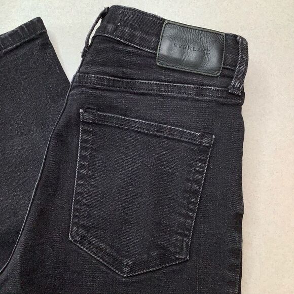 Everlane High Rise Slim Straight Jean 27 Ankle Washed Black - Picture 3 of 8